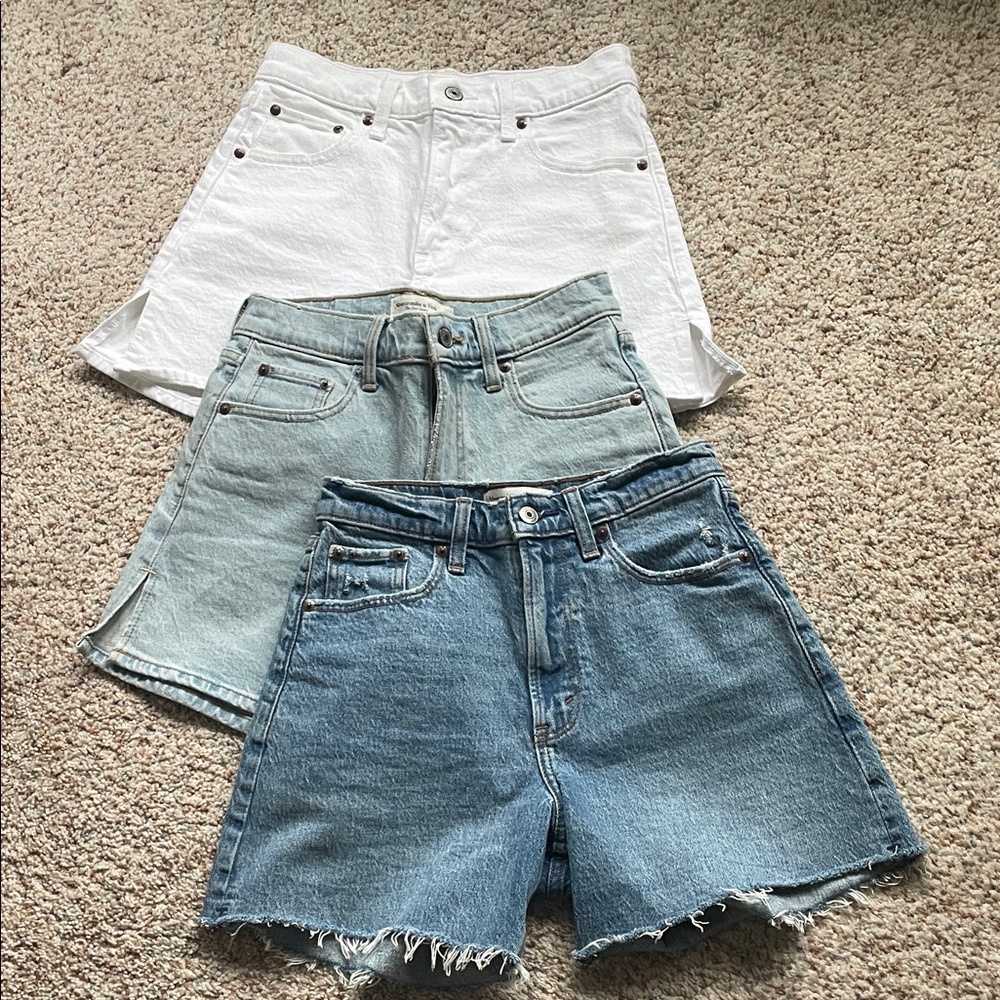 Set of 3 Abercrombie High Rise Dad Shorts Size 25